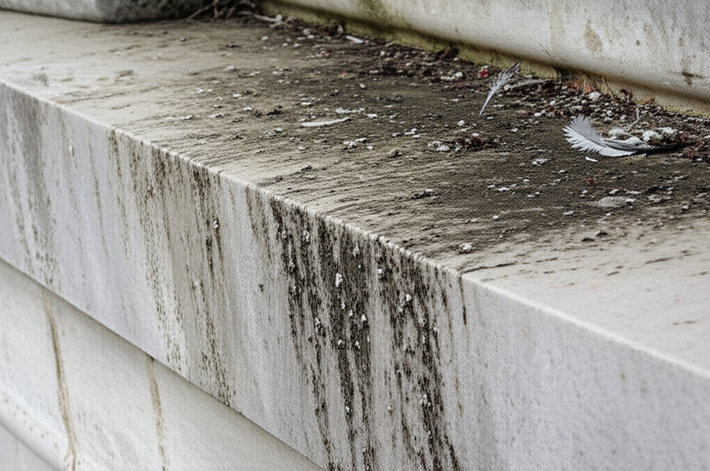 Cleaning bird damage from solar panels