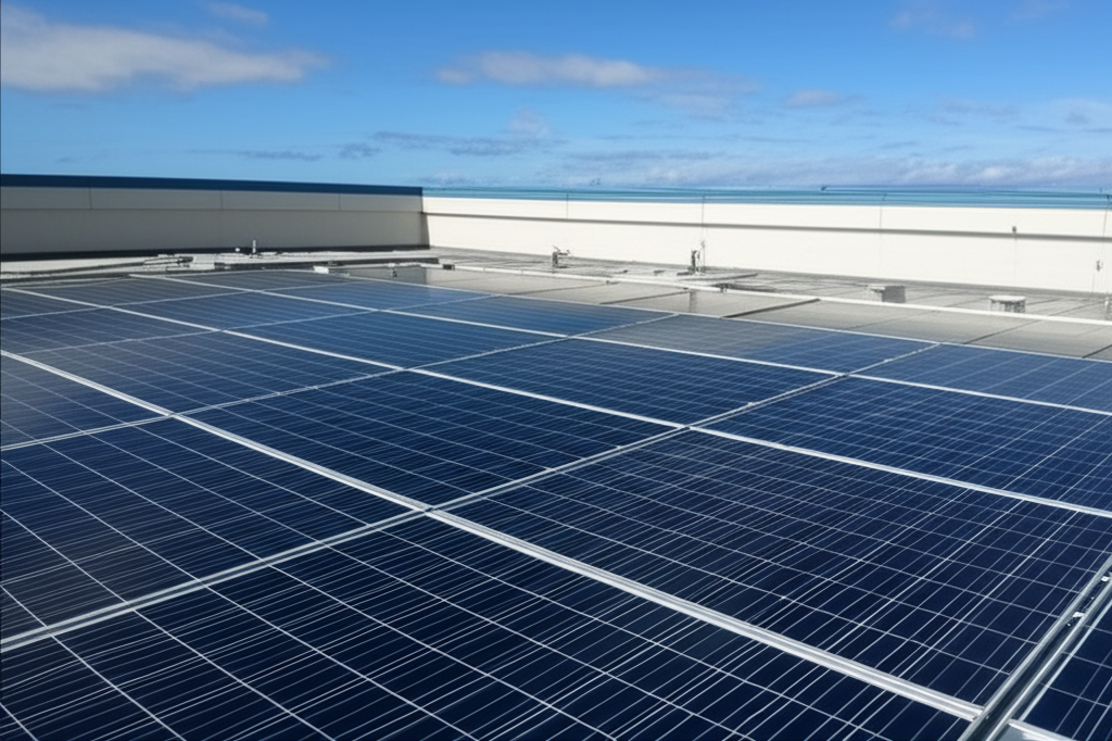 Commercial solar installation on large rooftop