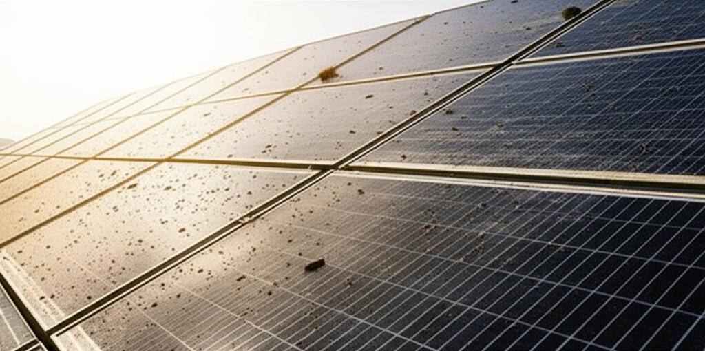 Dirty solar panels reducing efficiency